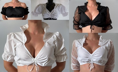 Dirndlbluse weiß schwarz neu - weiß,