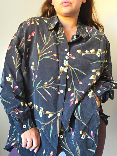 Damen bluse cupro blumenmuster - bluse,